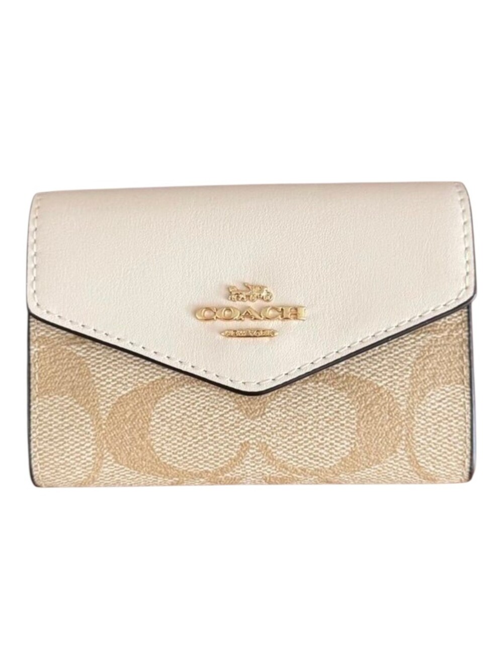 Coach Flap Card Case In Signature Canvas & Khaki